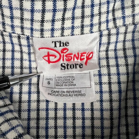 Disney Eeyore Shirt Mens Small White Blue Check Button Up Down Winnie The Pooh 2 - Picture 4 of 12